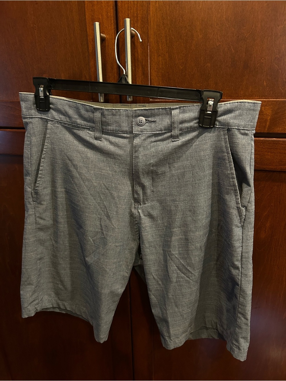 burnside Gray Flat-Front Shorts with Subtle Texture